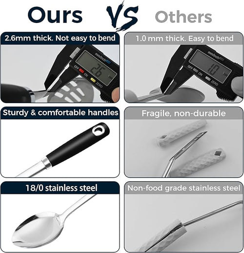 14-in Cooking Spoons Set, Heavy Duty 18/0 Stainless Steel Large Serving Spoons - Image 2