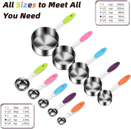 10-Piece Measuring Cups and Spoons Set, 304 Stainless Steel - Image 2