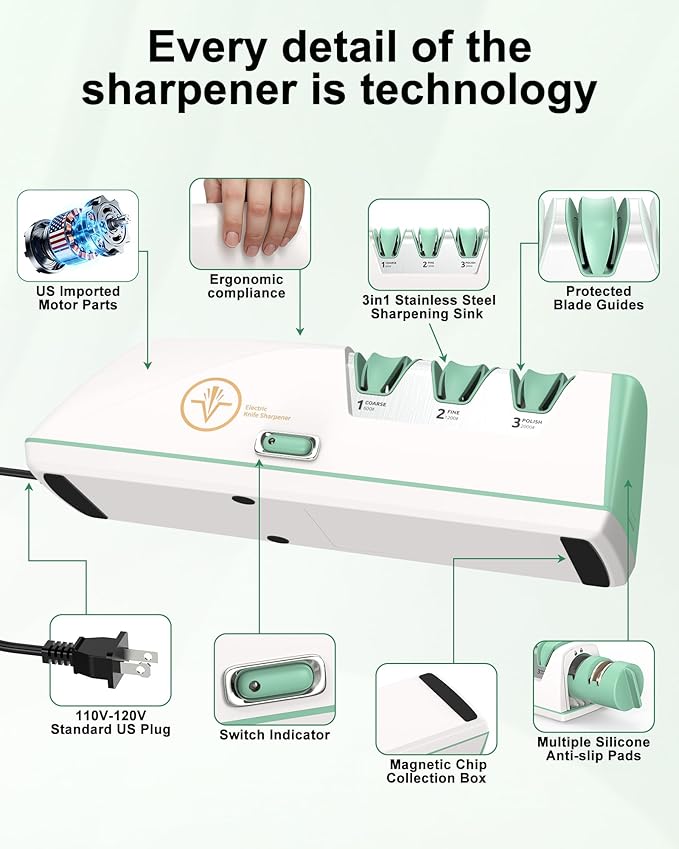 Electric Knife Sharpener with Replaceable Sharpening Head Easy to Change - Image 5