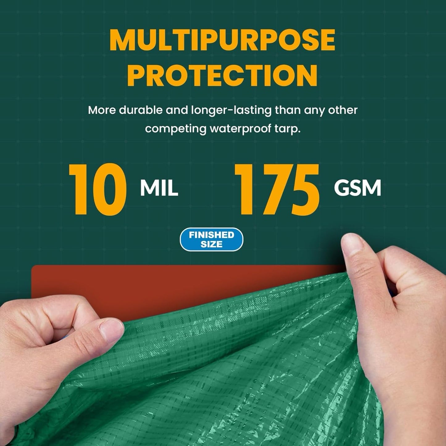 Large Waterproof Tarp - Heavy Duty 10 Mil Thick Poly Tarpaulin Ideal for Canopy Tents, Boats, RV or Pool Covers - Multipurpose Protective Tarps with Grommets for Indoor and Outdoor Use | 24' x 36'
