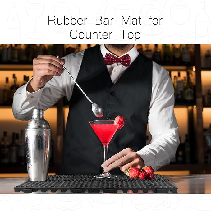 Tioncy 4 Pcs Bar Countertop Supplies Interlocking Mats 12 x 12 Inch Rubber - Image 5
