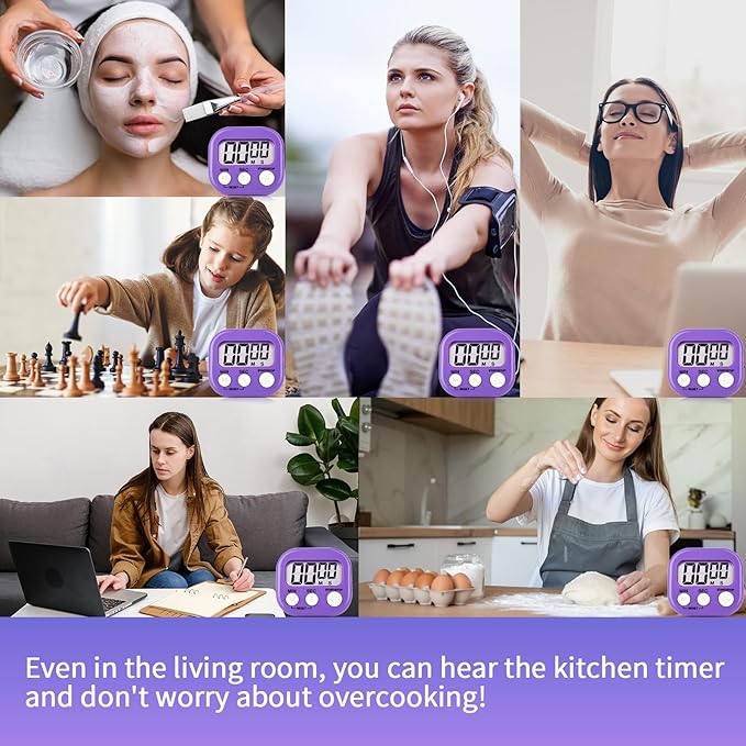 4 Pack Purple Digital Kitchen Timer Magnetic Digital Timer - Image 7