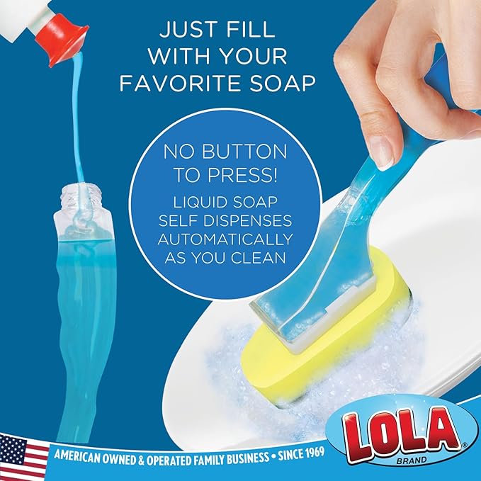 LOLA Dish Brush w/Soap Dispenser Wand, 12 Brushes w/Heads & 72 Refills - Image 2
