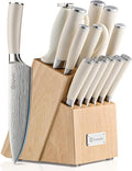 Sunnecko Knife Set with Block and Sharpener, 15 Piece Kitchen Knife Block Set by Sunnecko