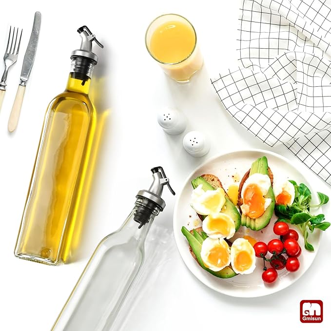 GMISUN Olive Oil Dispenser for Kitchen 8 Pack, Glass Oil Dispenser Bottle 17oz - Image 7