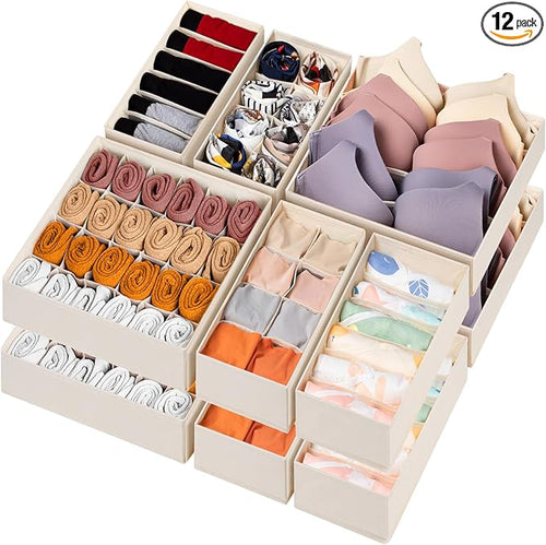 12 Pack Baby Clothes Organizer for Nursery, 116 Cells Fabric Foldable Dresser by Criusia