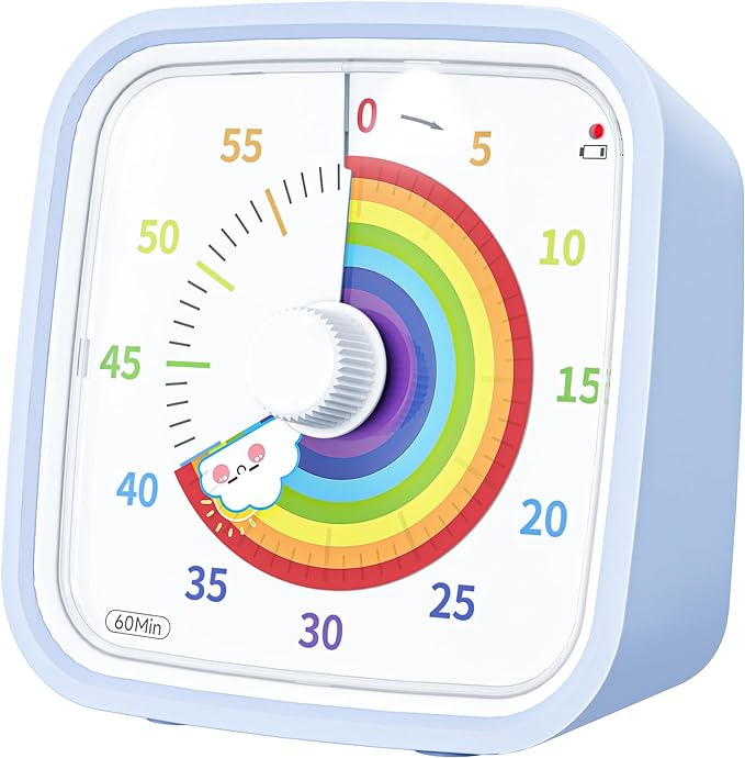 Yunbaoit Visual Timer with Protective Case, Rainbow Disk 60 Minute Countdown by Yunbaoit