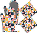 Oven Mitts and Pot Holders Sets Abstract Geometric Silicone Kitchen Mits by BIGXIUKA