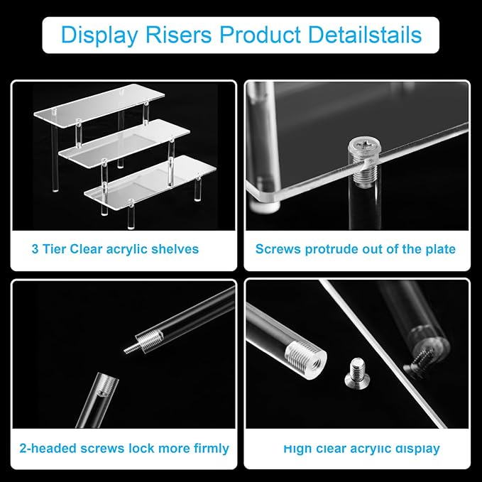 HENABLE 2PCS Acrylic Display Risers, 3 Tier Clear Cupcake Stand Risers - Image 4