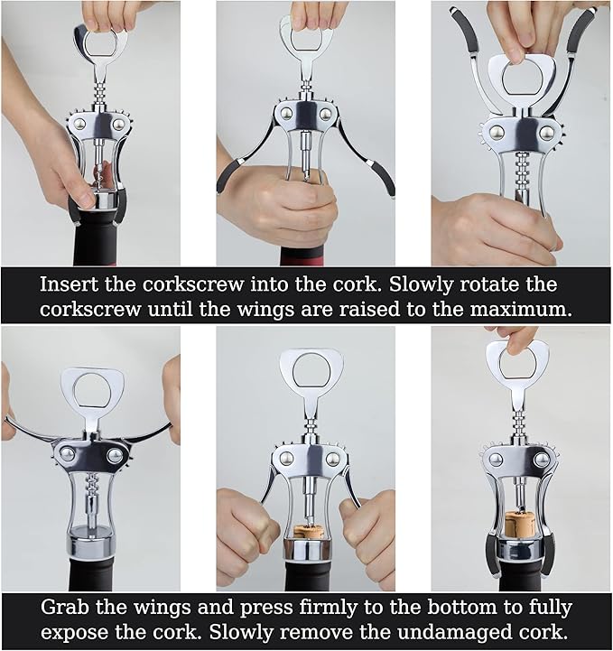 KORCCI Wine Opener, Heavy-Duty Zinc Alloy Wing Corkscrew, Premium Beer Bottle - Image 9