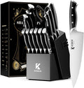 Kitchen Knife Set with Block: 15-Piece German Stainless Steel with Dual by Unknown