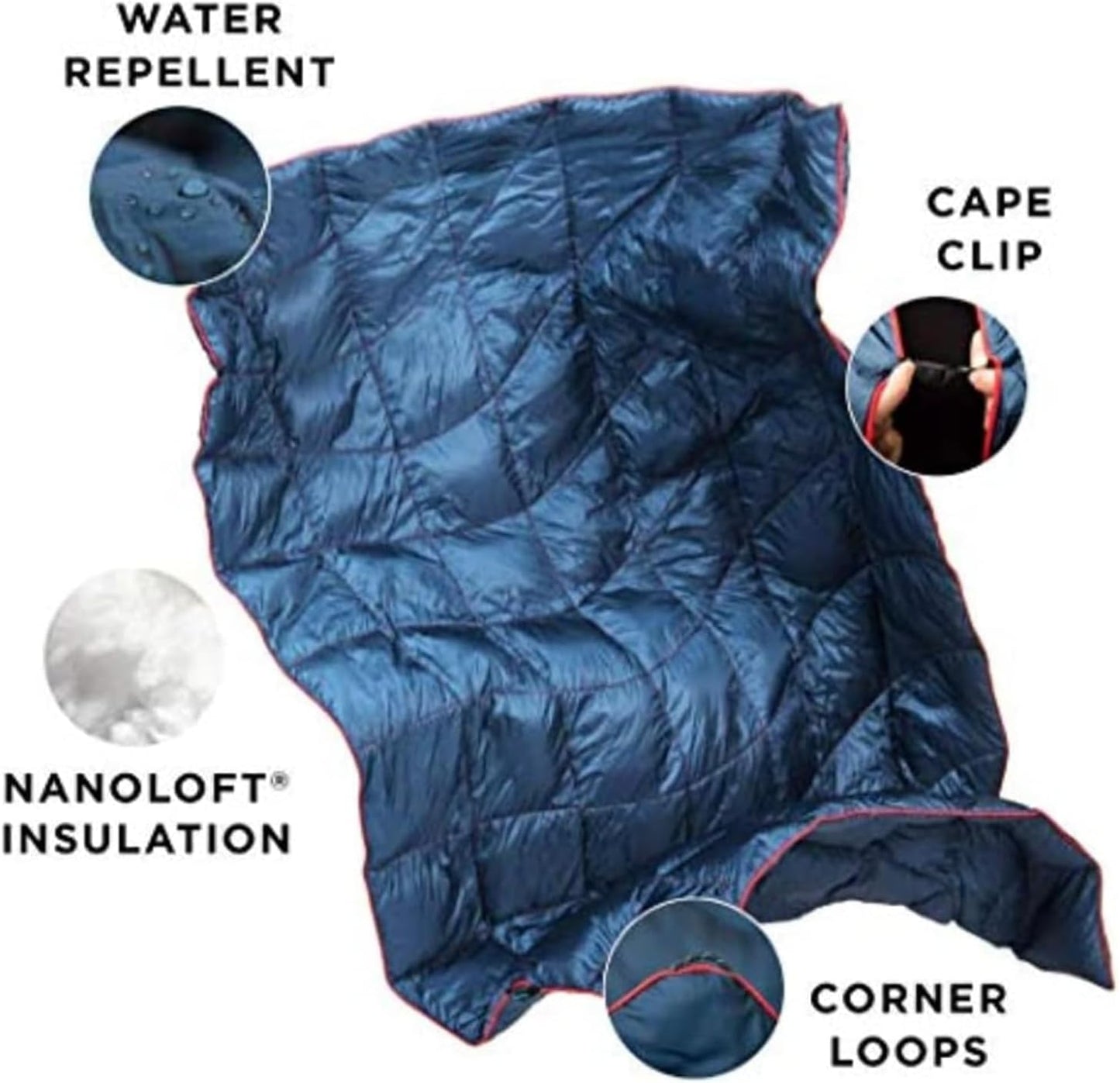 Rumpl The NanoLoft Puffy Blanket | Indoor Outdoor Camping Blanket for Traveling, Picnics, Beach Trips, Concerts | 38" x 52" | Crimson, Travel