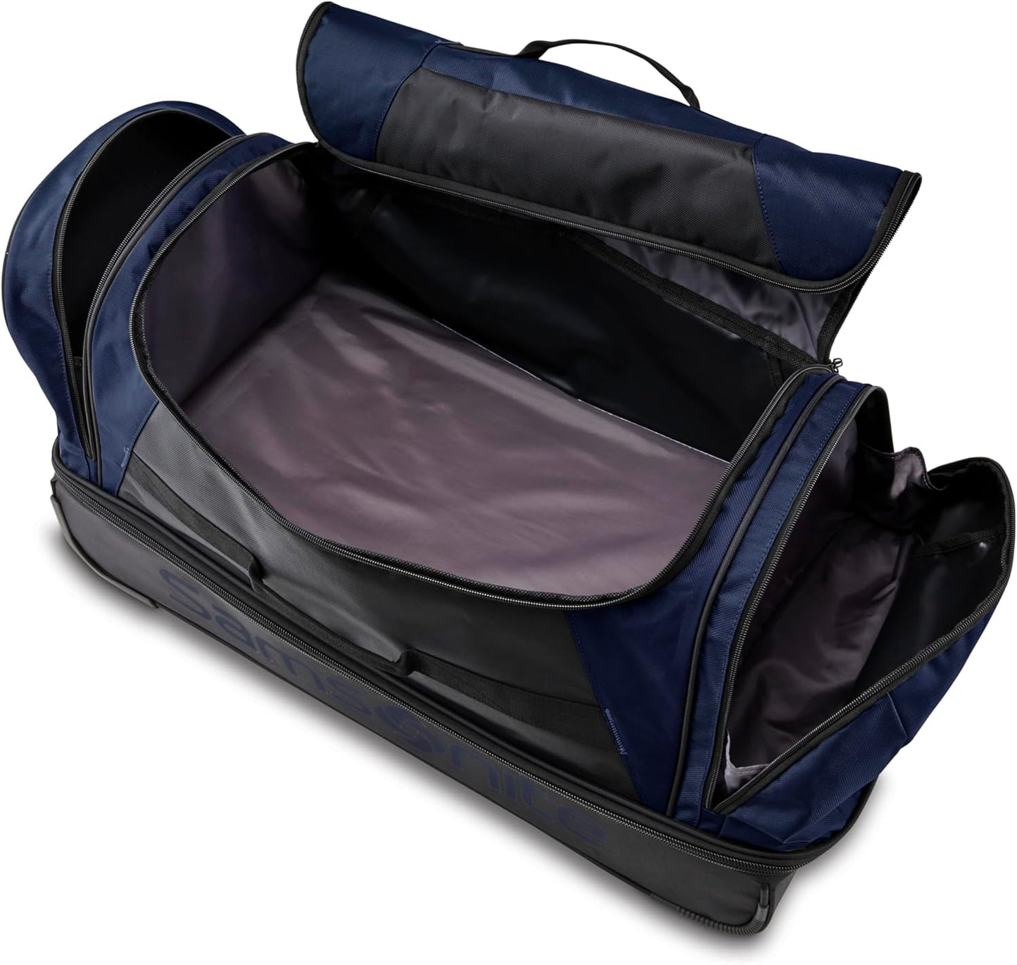 Samsonite Andante 2 Wheeled Duffel Bag – 32-Inch Durable Rolling Luggage with Inline Skate Wheels, Push-Button Handle & Spacious Compartments – Travel-Friendly and Lightweight- Navy/Black