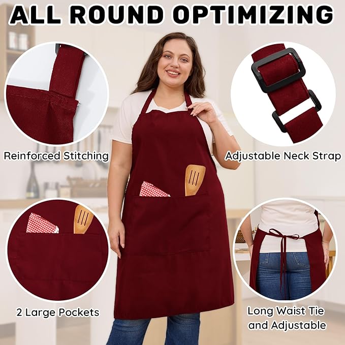 2 Pcs Plus Size Chef Apron, Unisex Professional Apron - Image 5