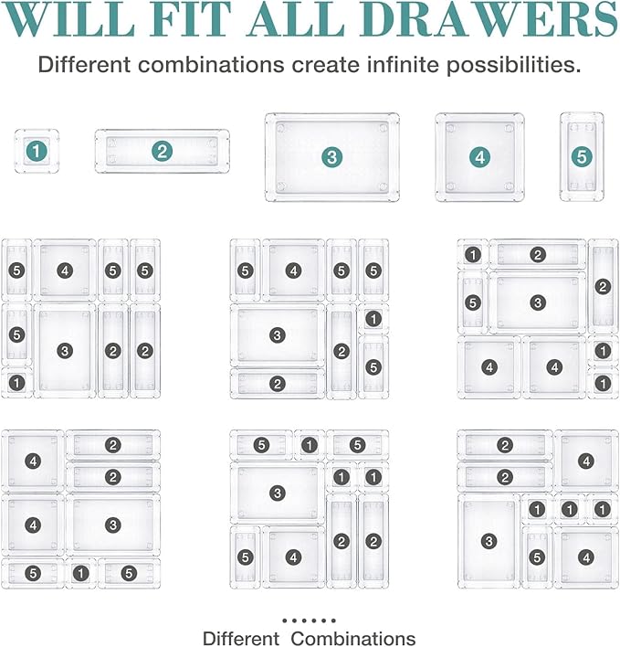 StorMiracle 16 PCS Drawer Organizer Set, 5 Varied Size Bathroom and kitchen - Image 4