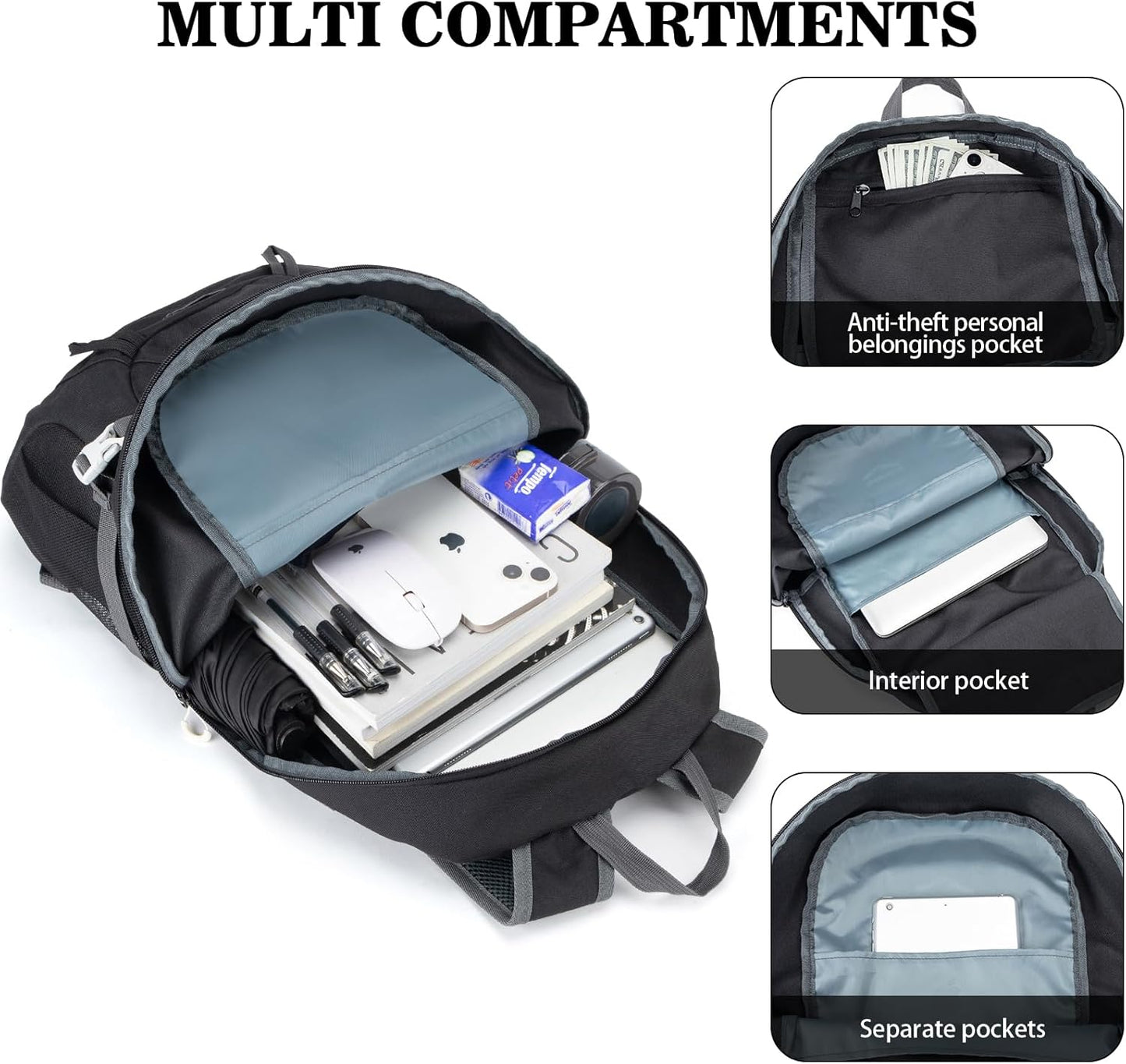 Hiking Backpack,Large 35L Travel Backpacks for Men Women,Water Resistant Ultra Lightweight Foldable Packable Camping Daypack for Outdoor Sports
