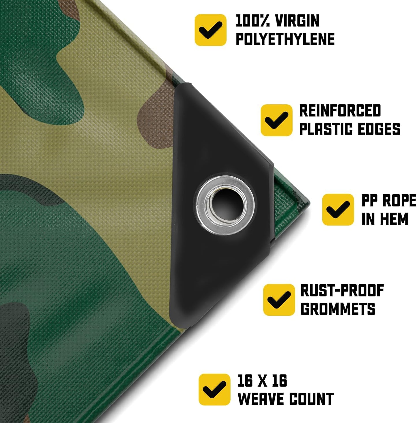 Core Tarps Extreme Heavy Duty 20 Mil Tarp Cover, Waterproof, UV Resistant, Rip and Tear Proof, Poly Tarpaulin with Reinforced Edges for Roof, Camping, Patio, Pool, Boat (Camouflage/Green 30′ X 50′)