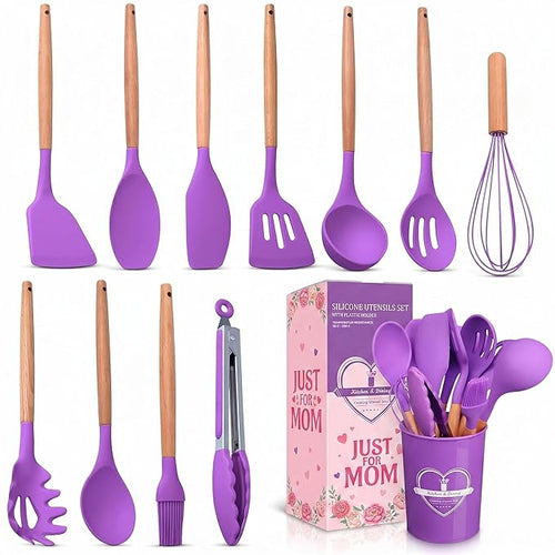 12 Pcs Purple Kitchen Utensils Set by V-TOWER