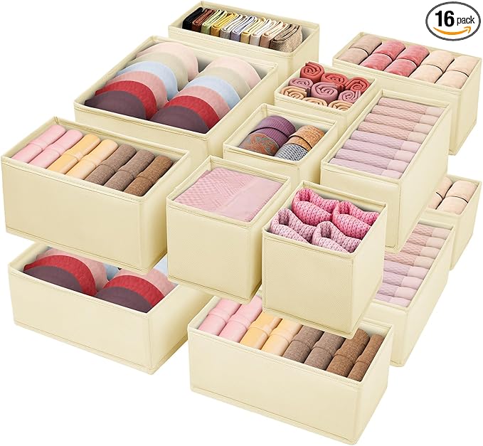 Drawer Clothing Organizer 16-Pack, Fabric Folding Wardrobe Organizer by WRRLORS