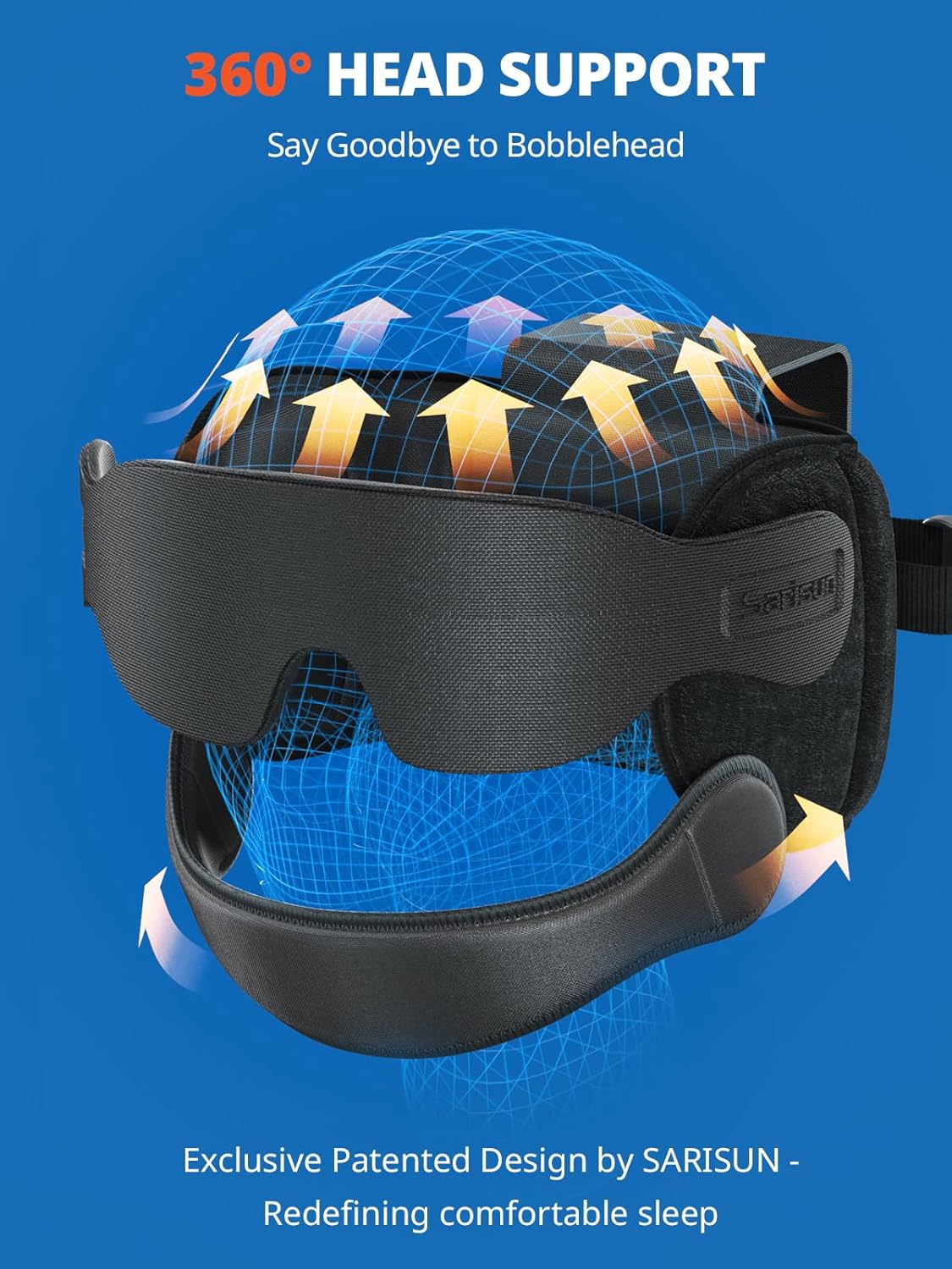 Travel Pillow Combo with Chin Strap, Airplane Pillows with 3D Eye Mask for Sleeping, 360° Support Plane Head Strap for All Plane Seats, Long Flights Essentials, Stop Bobblehead, Black