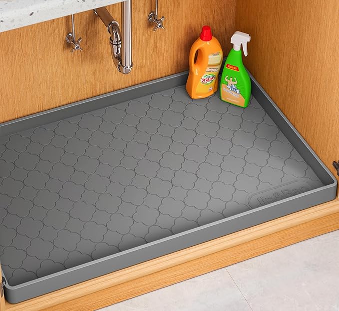 Jin&Bao Waterproof Under Sink Mat 25" x 22", Thick Silicone Mat Cabinet by Jin%26Bao
