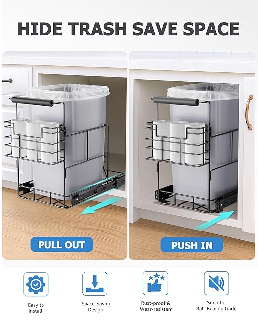 Bulado Pull Out Trash Can Under Cabinet, Under Sink Trash Can Kit - Image 8
