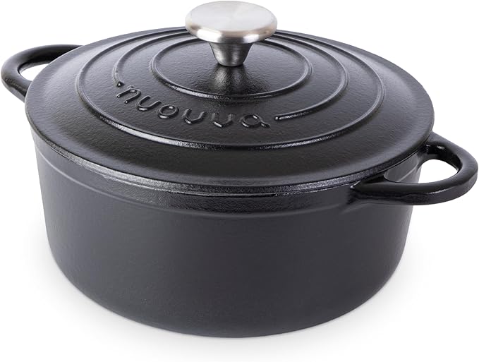 Cast Iron Dutch Oven with Lid – Non-Stick Ovenproof Enamelled Casserole Pot – by Nuovva