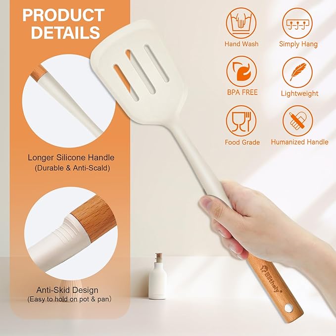 4PCS Silicone Cooking Spatula and Spoons Set, Nonstick Kitchen Utensils Set - Image 2