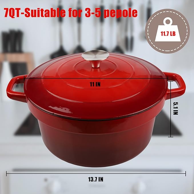 CUKOR 7QT Dutch Oven Pot With Lid, Ceramic Dutch Ovens - Image 4