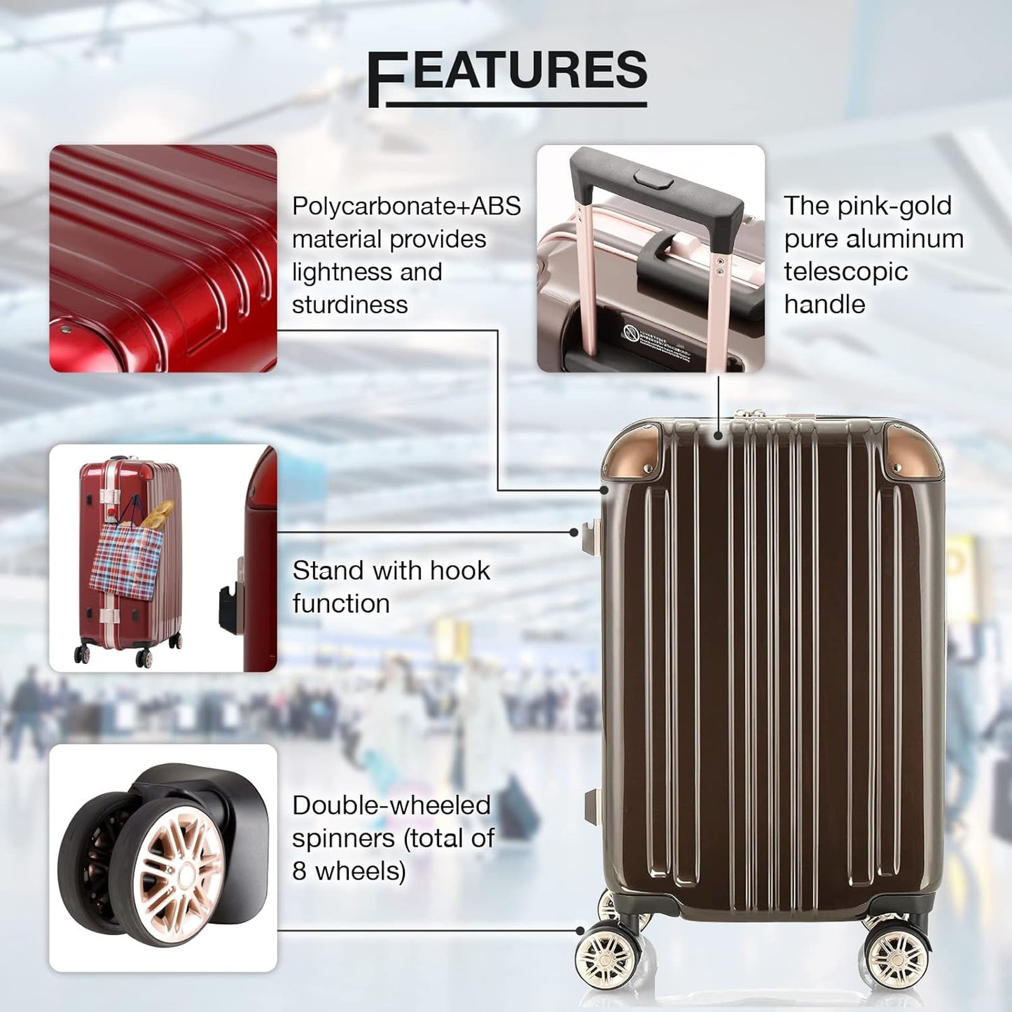 LEGEND WALKER Durable Aluminum Frame Hardside Luggage, 28-inch, Carbon, 5122-62-CB
