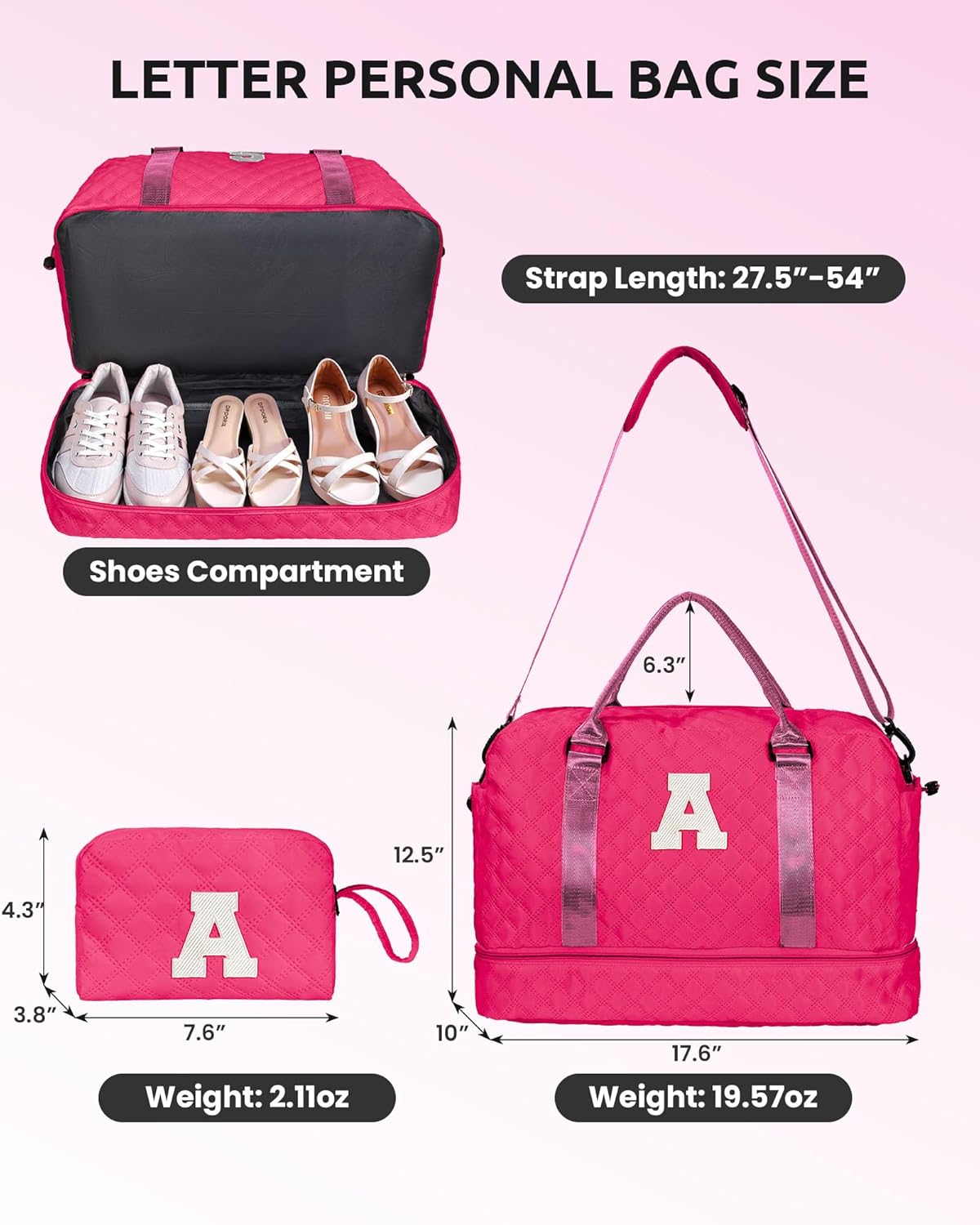 7 8 9 10 11 12 13 14 15 16 Year Old Girl Birthday Gifts-Initial Travel Bag with Shoe Compartment, Weekender Bag, Monogram Overnight Bag for Women, Letter Travel Bag with Makeup Bag (Letter Z)