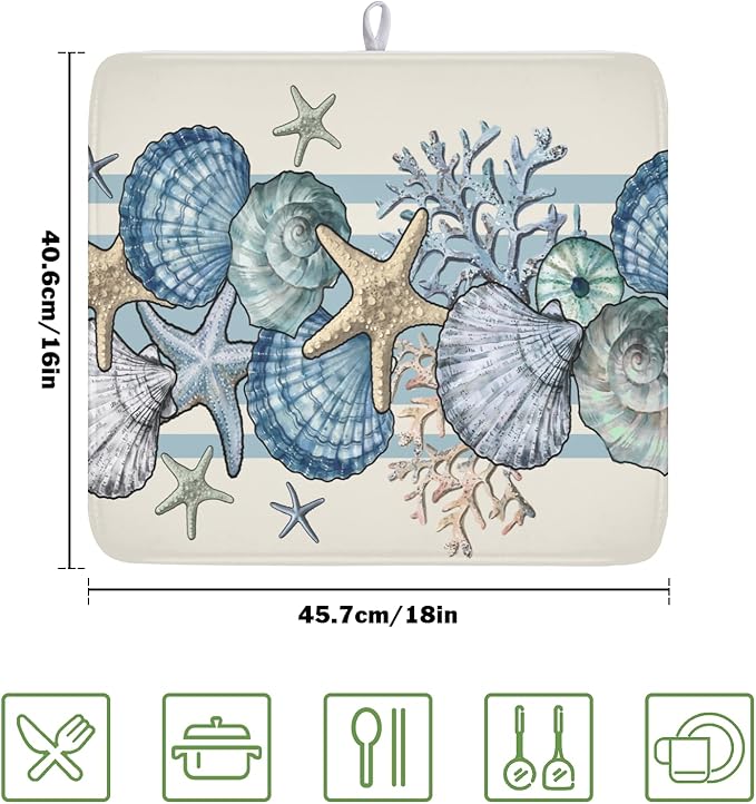 Nautical Coastal Dish Drying Mat - Image 2