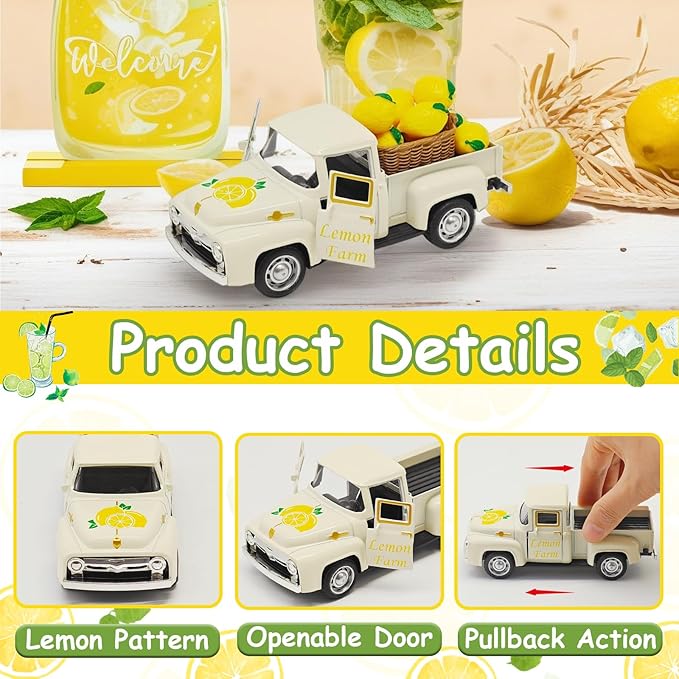 Lemon Decor - 4.9″Farmhouse Vintage Metal Truck - Image 4