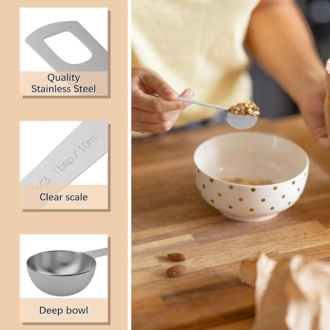 5PCS 2/3tbsp Single Measuring Spoon, Stainless Steel Individual Teaspoons Only - Image 3