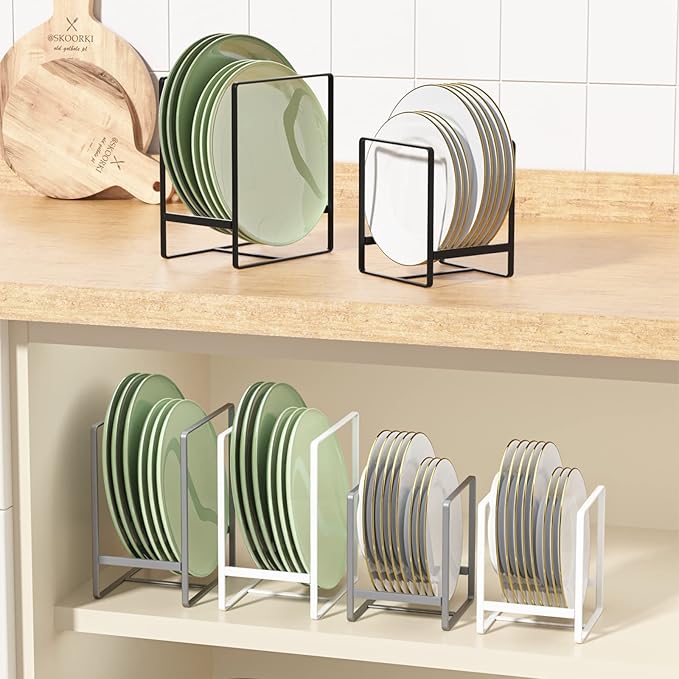 2 Large 2 Small Plate Organizers Holders Upright Cabinet Dish Drying Racks - Image 6