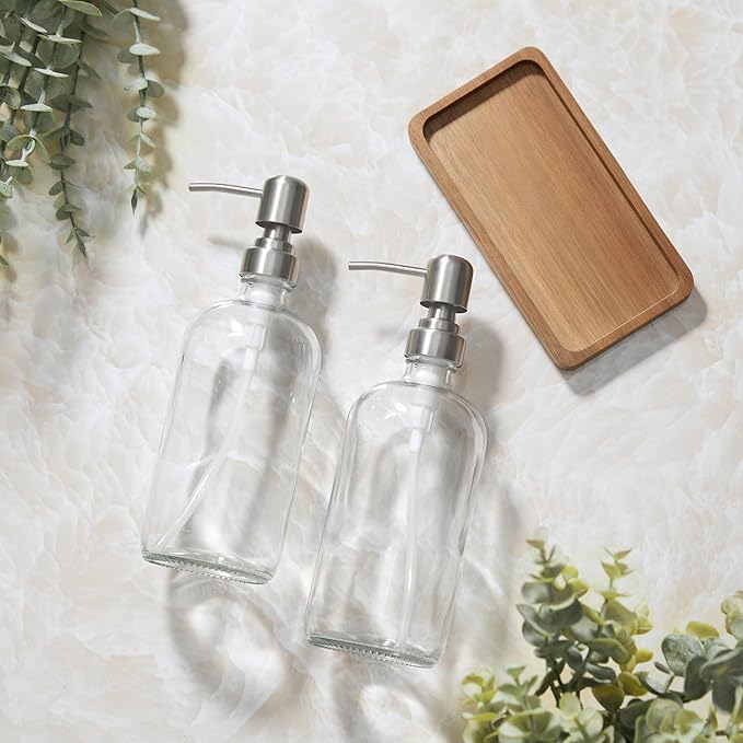 Clear Glass Soap Dispenser Set - Image 3