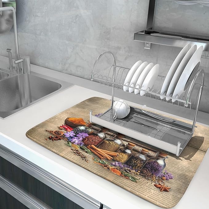 Herbs Kitchen Dish Drying Mat - Image 5