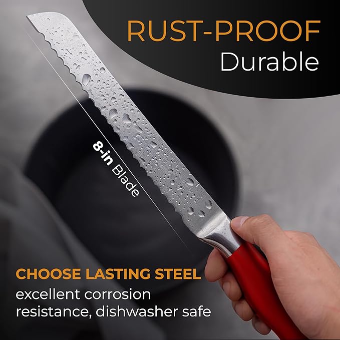 Orblue Serrated Bread Knife Ultra-Sharp Stainless Steel Professional Grade - Image 5