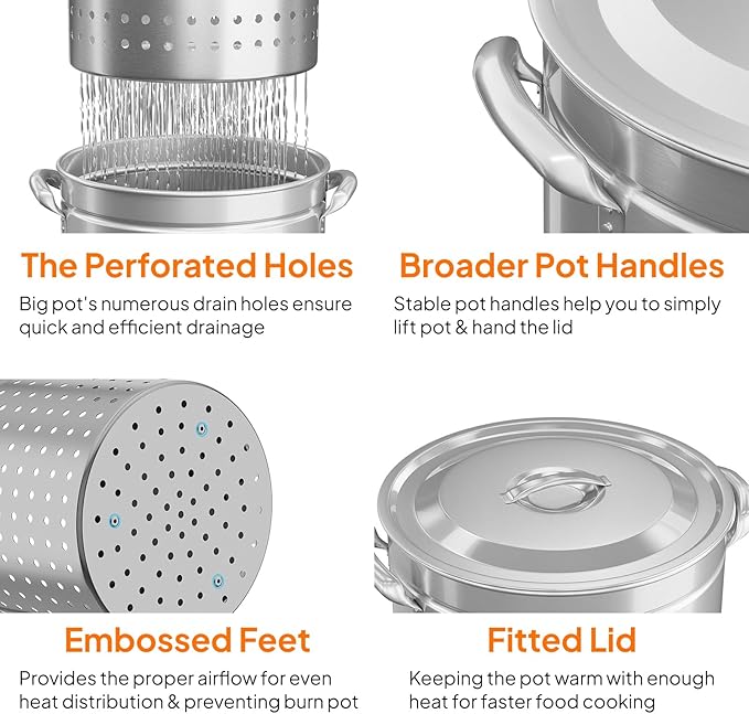 ROVSUN 82-Quart Stainless Steel Turkey Fryer & Seafood Boil Pot - Image 3