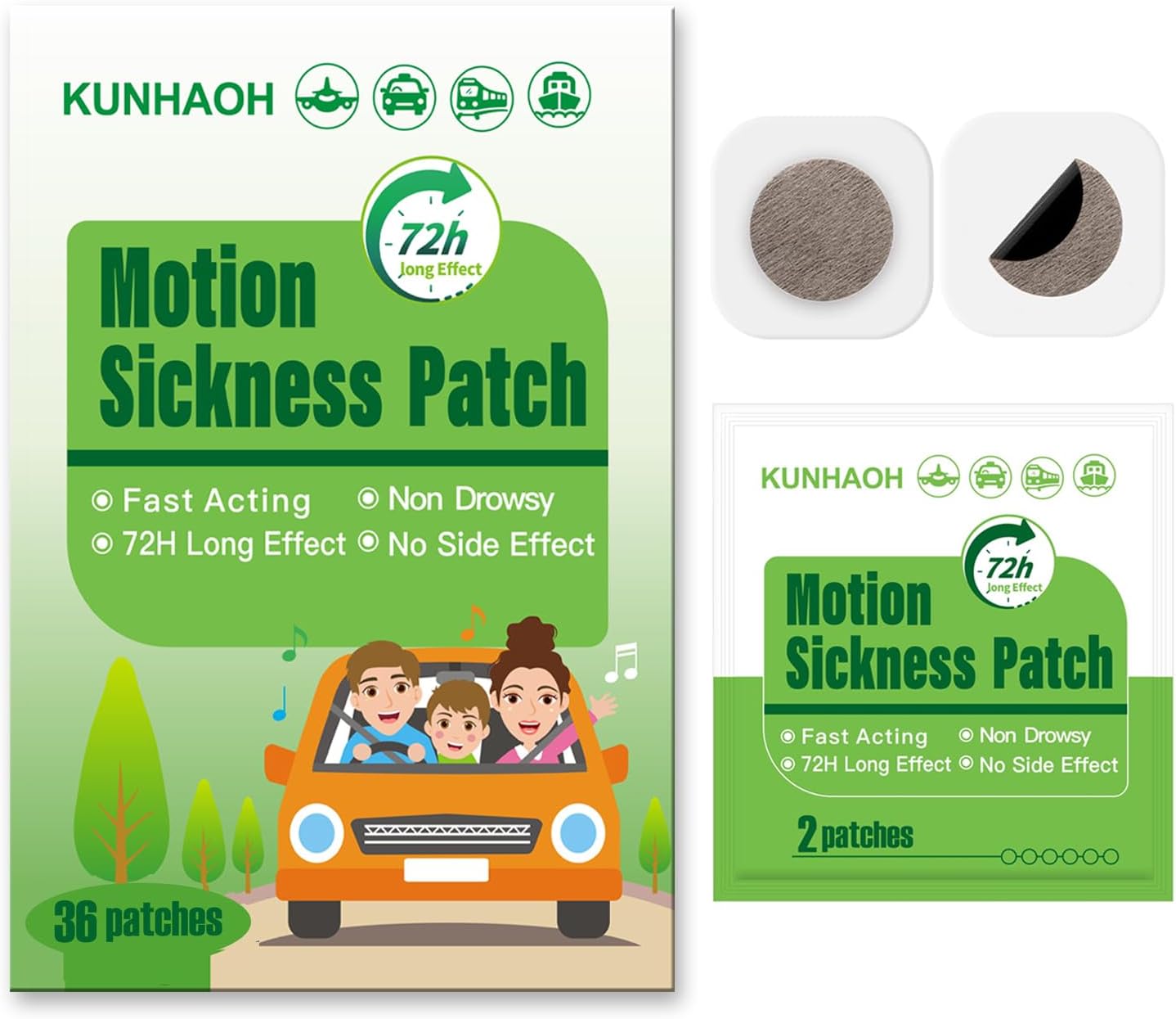 Motion Sickness Patches, Sea Sickness Patch with Waterproof and Non Drowsy 36 Count