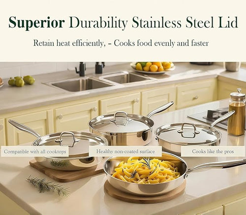 12 Inch Tri-Ply Stainless Steel Frying Pan, Frying Pan - Image 2