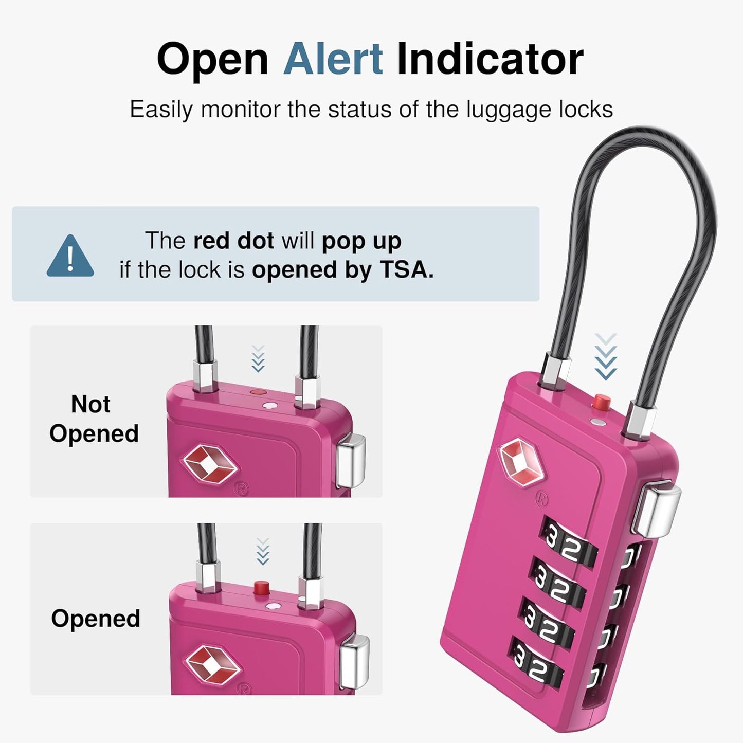Puroma TSA Approved Luggage Travel Locks with Open Alert Indicator, 4 Digit Combination Resettable Code Zinc Alloy Lock for Suitcase, Backpack, Bag, Toolbox, Locker (2 Pack, Orange)