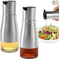 Tebery 2 Pack Silver Olive Oil and Vinegar Dispenser Set, 10OZ Oil Dispenser by Tebery