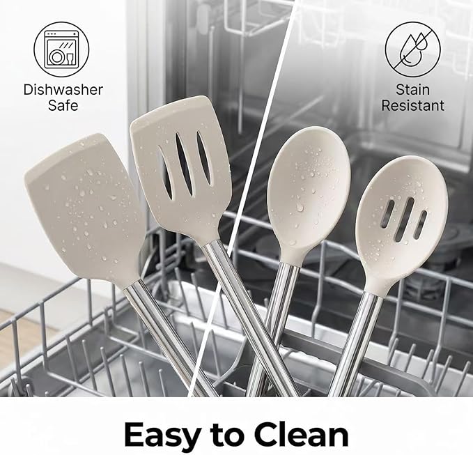Vayvnt 4 Pieces Silicone Kitchen Spatula Utensils Set, Silicone Cooking Utensils - Image 7