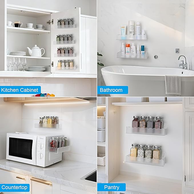 10 inch Spice Rack Wall Mounted, 4 Pack Spice Organizer Shelf - Image 5