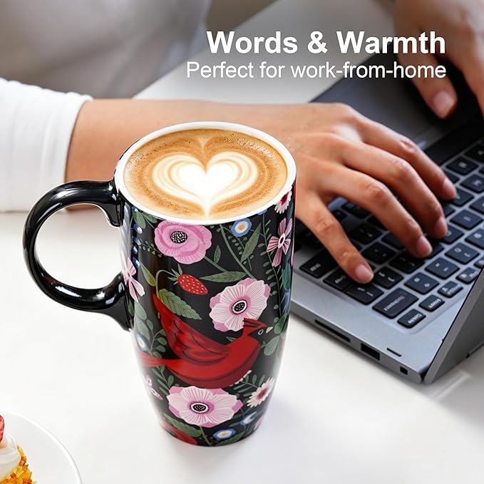 Topadorn Ceramic Coffee Mug, Porcelain Latte Travel Cup - Image 5