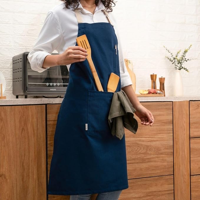 Cotton Canvas Apron for Women & Men – Adjustable Neck Strap & Waist Ties - Image 5