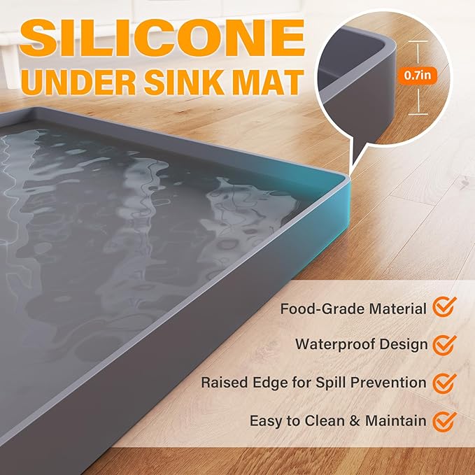 FLATO Waterproof Under Sink Mat 28" x 22" Shelf Liner - Image 2