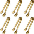 6 PCS Gold Mini Serving Tongs, 4.25 Inch 304 Stainless Steel Appetizer Tongs by CiiVii