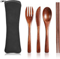 4 PCS Portable Wooden Travel Utensils, Reusable Wooden Cutlery Set by Unknown